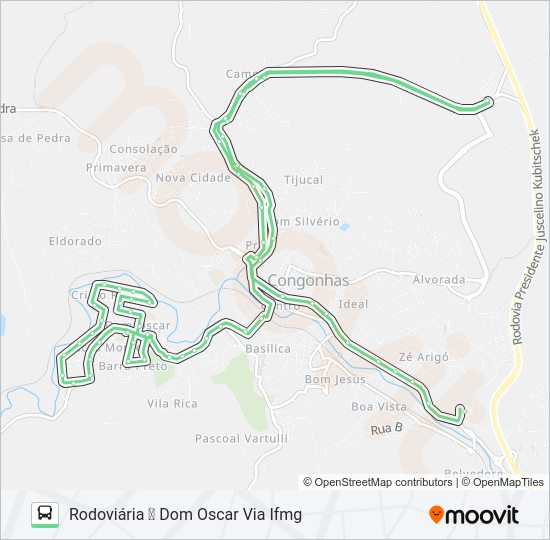 Mapa da linha 34-1 de ônibus