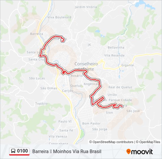 Mapa da linha 0100 de ônibus