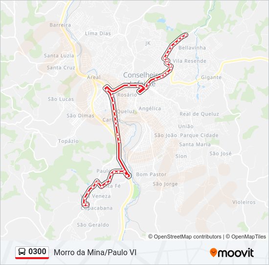 Mapa da linha 0300 de ônibus