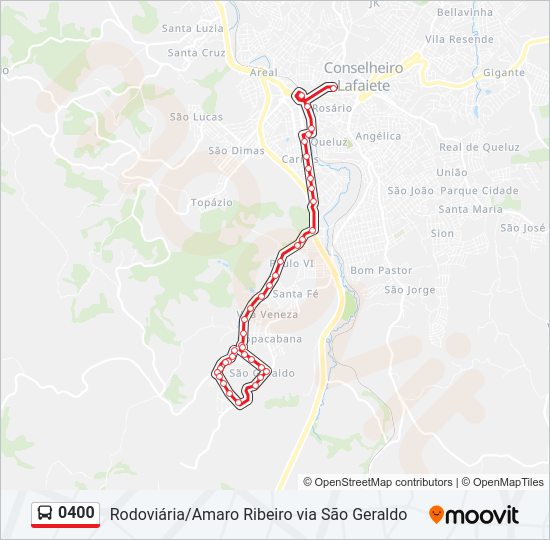 Mapa da linha 0400 de ônibus