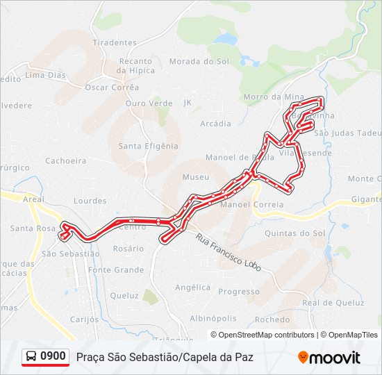 Mapa da linha 0900 de ônibus