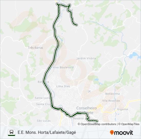 Mapa da linha GAGÉ de ônibus