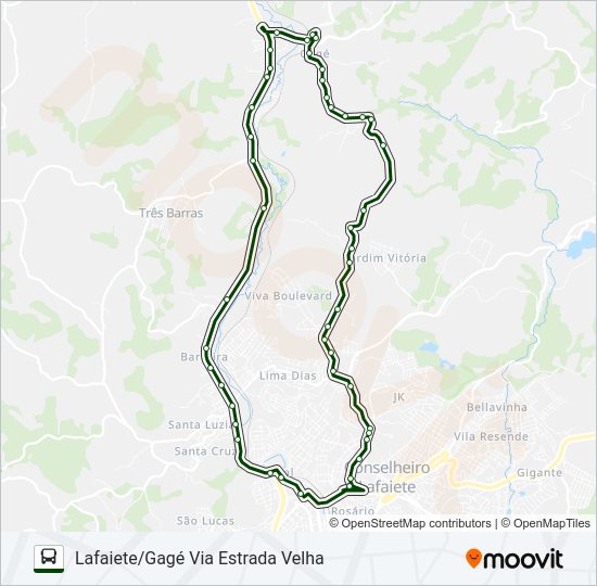 Mapa da linha GAGÉ de ônibus