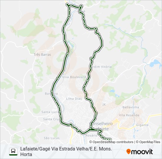 Mapa da linha GAGÉ de ônibus