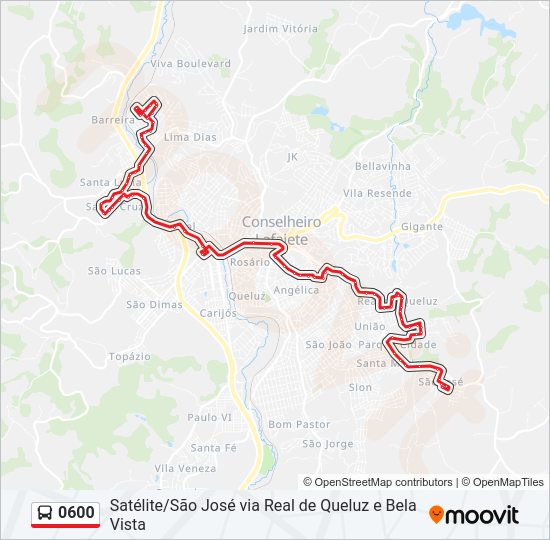 Mapa da linha 0600 de ônibus