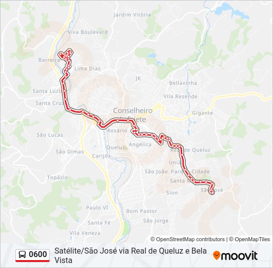Mapa da linha 0600 de ônibus