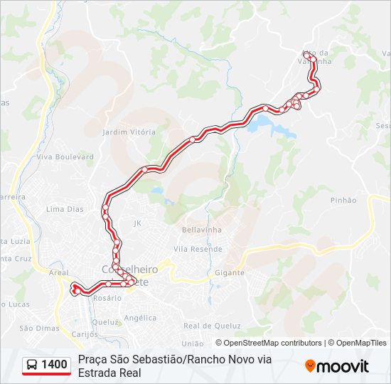 Mapa da linha 1400 de ônibus