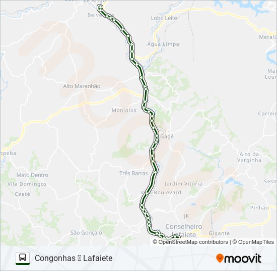 Mapa da linha COMÉRCIO 3873 de ônibus