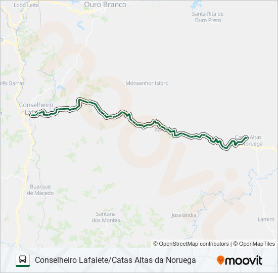 Mapa da linha UNIDA 3076.4 de ônibus