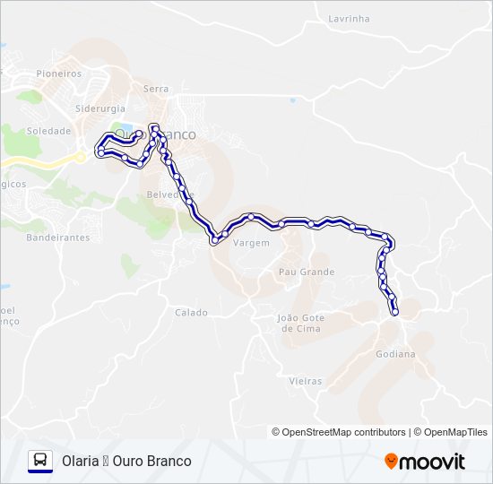 Mapa da linha OLARIA de ônibus