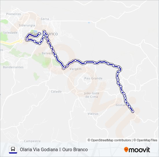 Mapa da linha OLARIA de ônibus