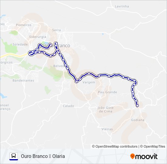 Mapa da linha OLARIA de ônibus