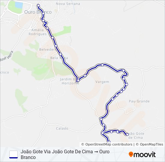 Mapa da linha JOÃO GOTE de ônibus