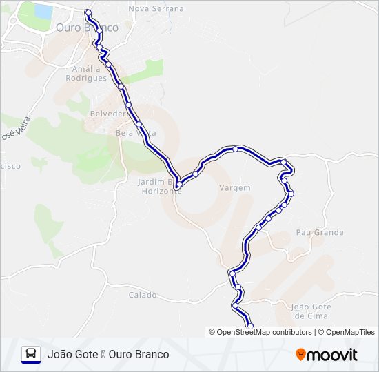 Mapa da linha JOÃO GOTE de ônibus