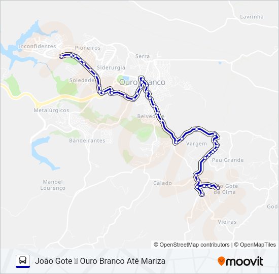 Mapa da linha JOÃO GOTE de ônibus