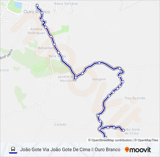 Mapa da linha JOÃO GOTE de ônibus