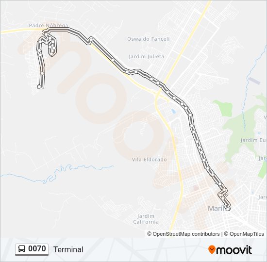 Mapa da linha 0070 de ônibus