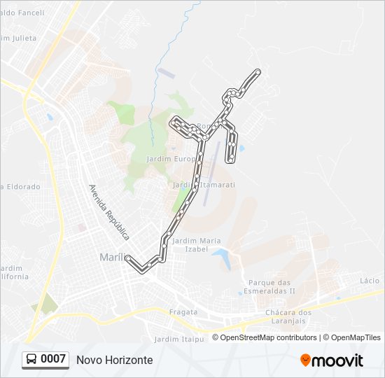 Mapa da linha 0007 de ônibus