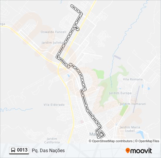 0013 bus Line Map