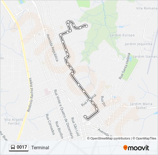 0017 bus Line Map