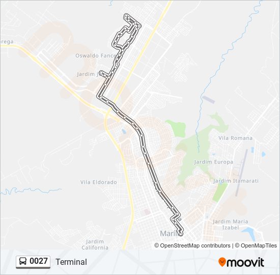 Mapa da linha 0027 de ônibus