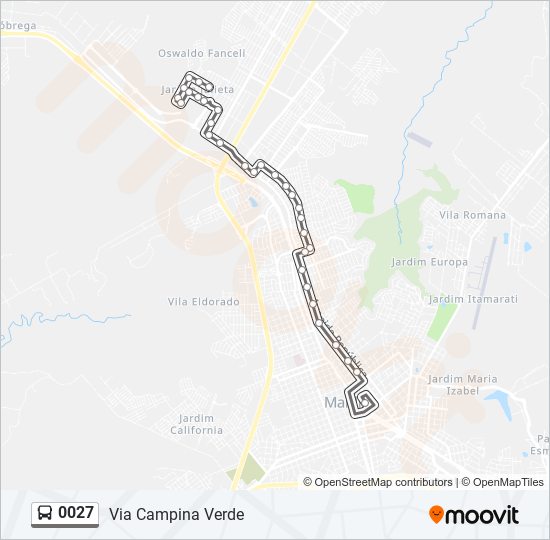 Mapa da linha 0027 de ônibus