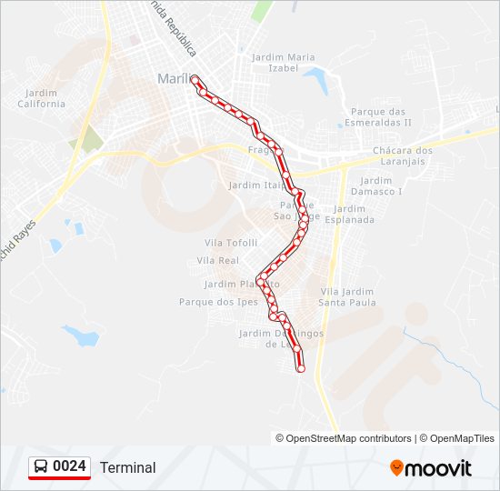 Mapa da linha 0024 de ônibus
