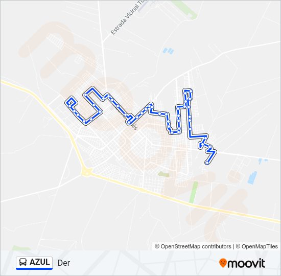 Mapa da linha AZUL de ônibus