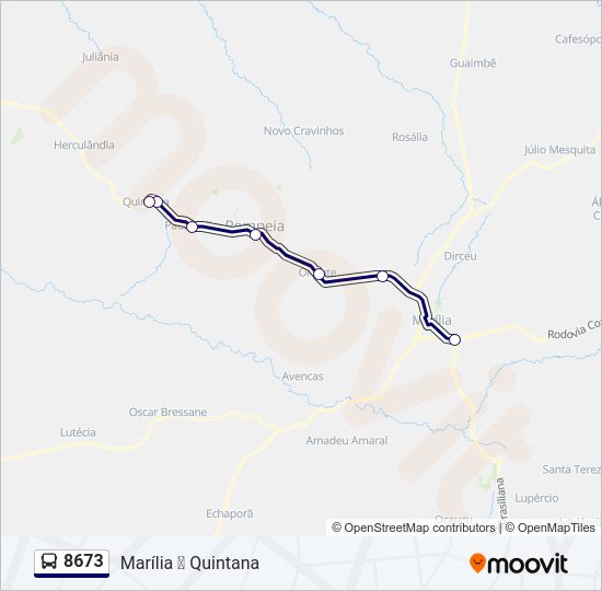 Mapa da linha 8673 de ônibus
