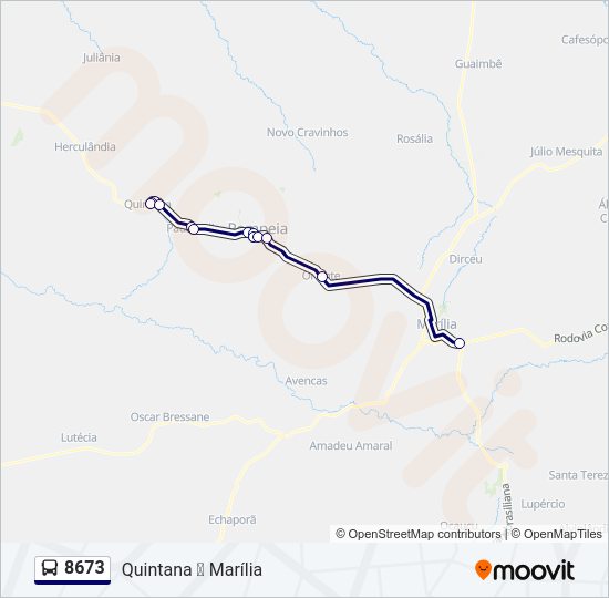 Mapa da linha 8673 de ônibus