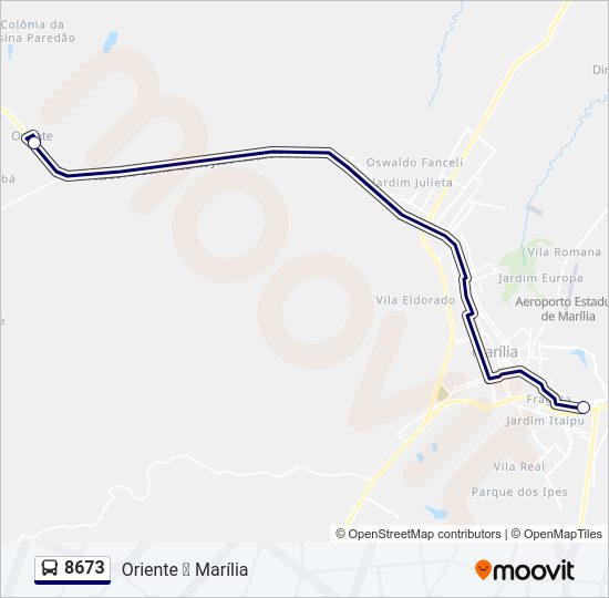Mapa da linha 8673 de ônibus