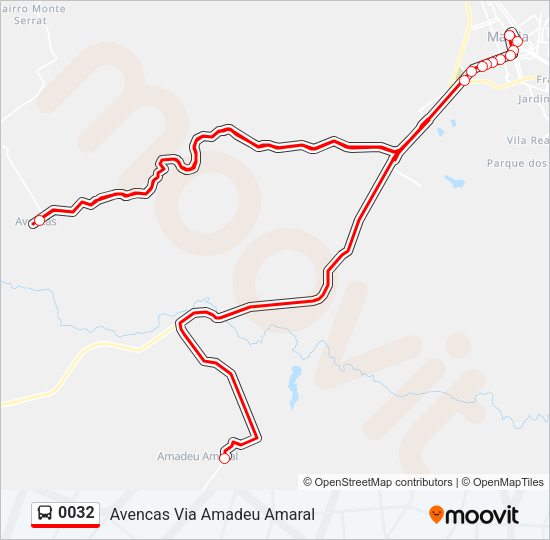 Mapa da linha 0032 de ônibus