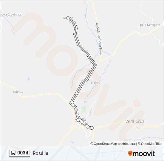 Mapa da linha 0034 de ônibus