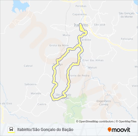 ITABIRITO/SÃO GONÇALO DO BAÇÃO bus Line Map
