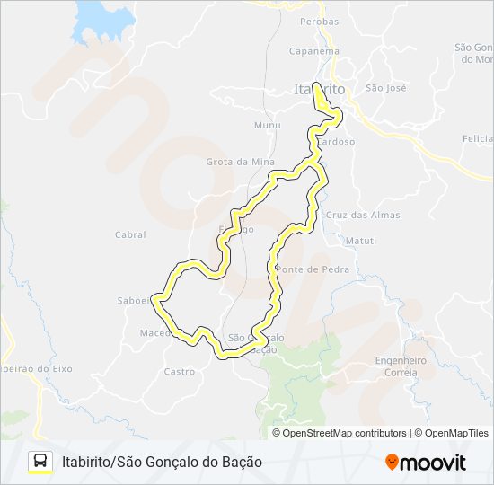 Mapa de ITABIRITO/SÃO GONÇALO DO BAÇÃO de autobús