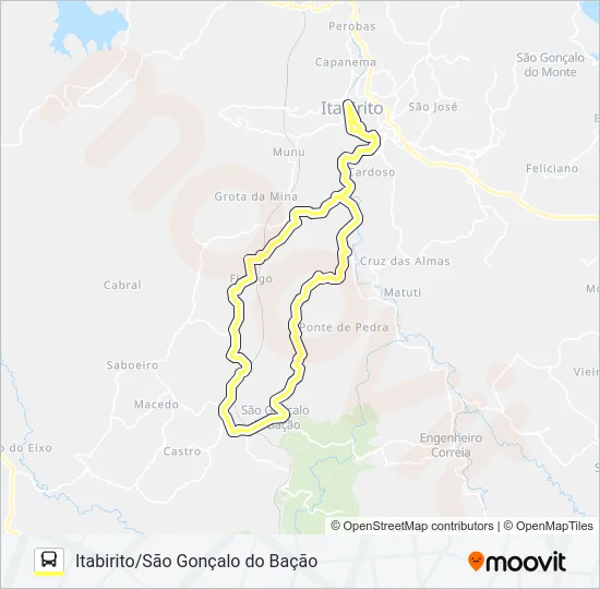 ITABIRITO/SÃO GONÇALO DO BAÇÃO Bus Line Map