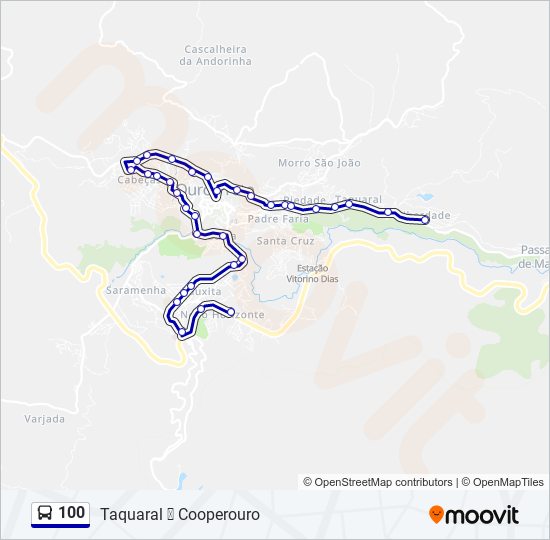 Mapa da linha 100 de ônibus