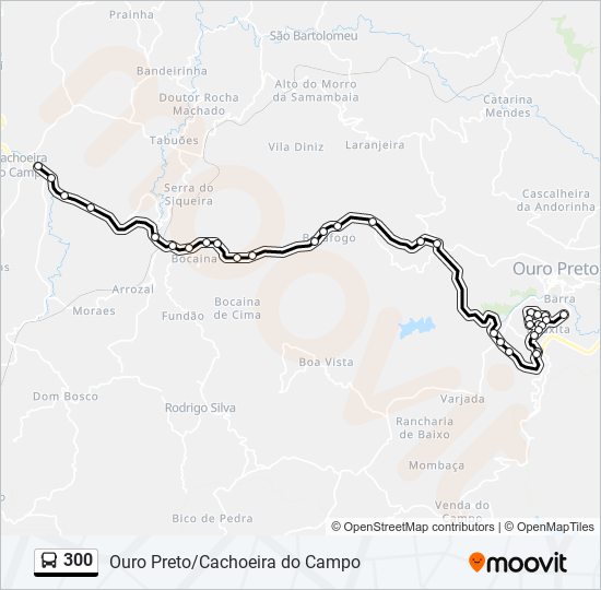 Mapa da linha 300 de ônibus