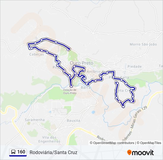 Mapa de 160 de autobús