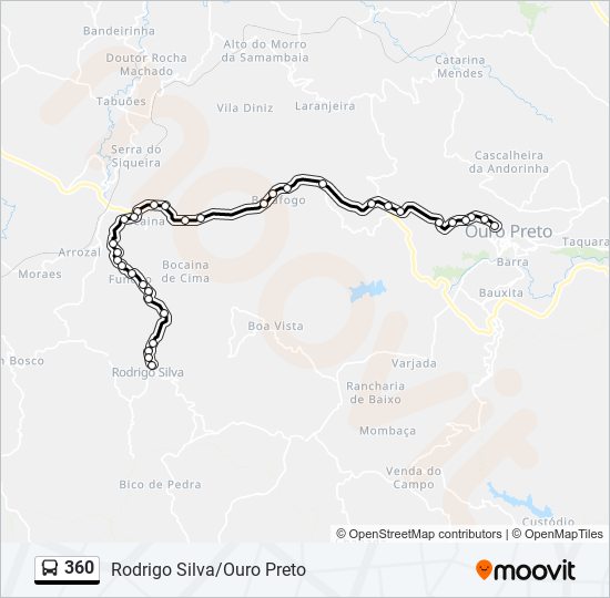 Mapa da linha 360 de ônibus