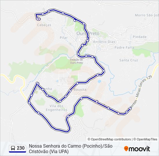 Mapa da linha 230 de ônibus