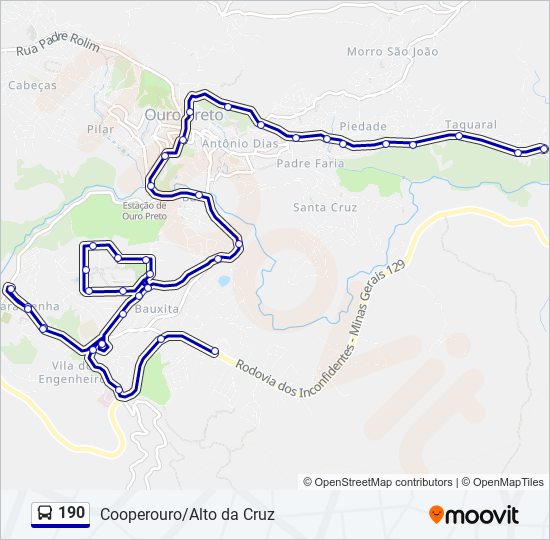 Mapa de 190 de autobús