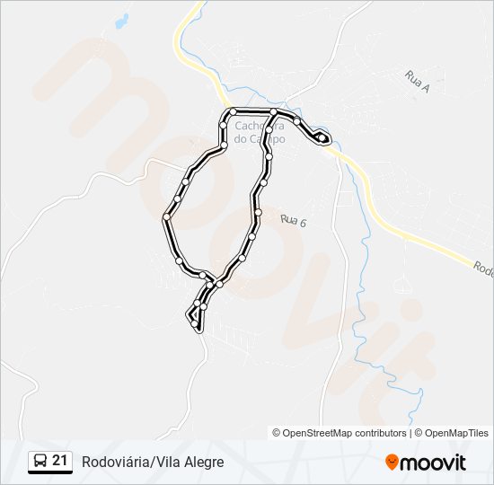 Mapa da linha 21 de ônibus