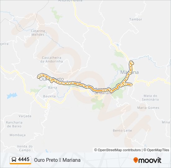 Mapa da linha 4445 de ônibus