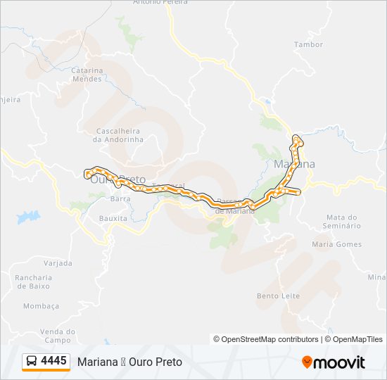 Mapa da linha 4445 de ônibus