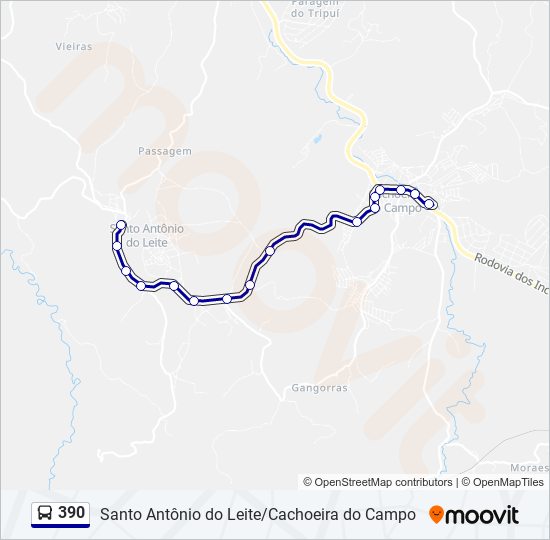 Mapa da linha 390 de ônibus