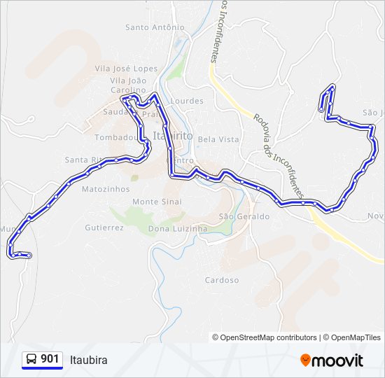 Mapa de 901 de autobús