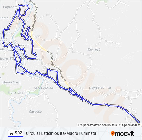Mapa da linha 902 de ônibus