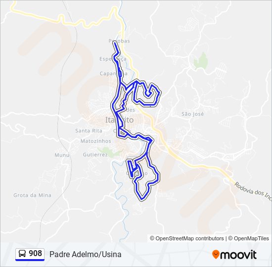 908 bus Line Map