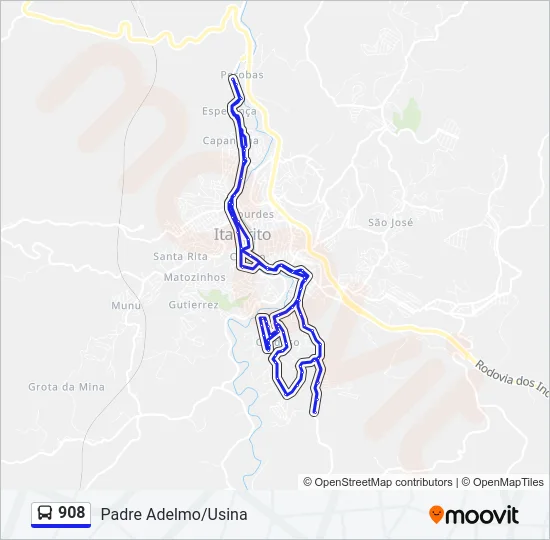 908 Bus Line Map